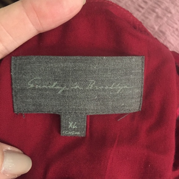 ANTHROPOLOGIE deep ruby red velvet flocked tank top, size XL - Picture 7 of 10